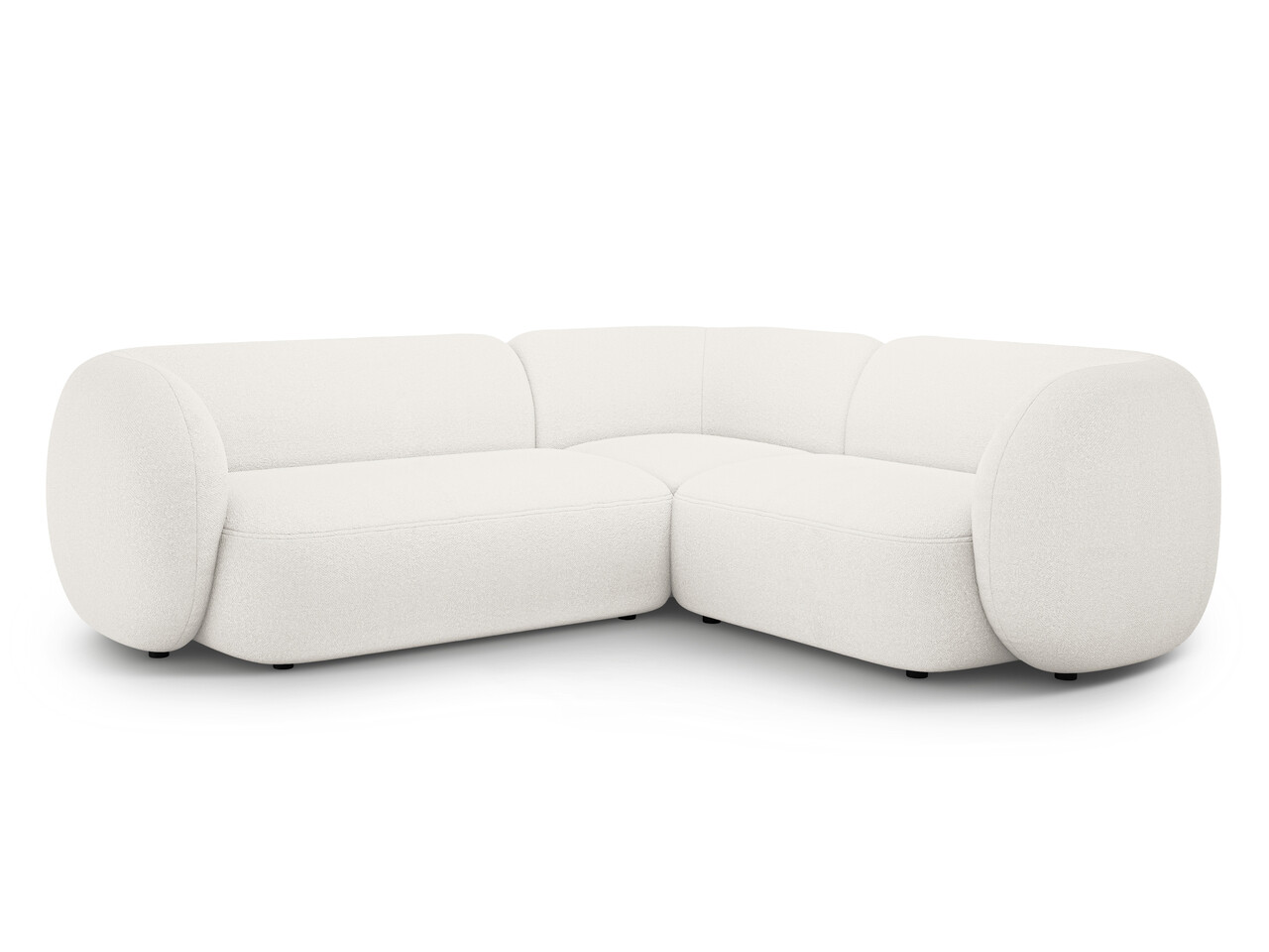 Coltar dreapta 4 locuri, Kate, Micadoni Home, 252x220x76 cm, tesatura boucle, alb Colțare